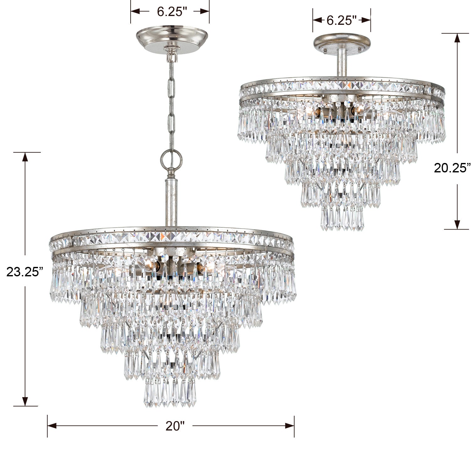 Crystorama - 5264-OS-CL-MWP - Sept Lumières Suspendu - Mercer - Vieil Argent