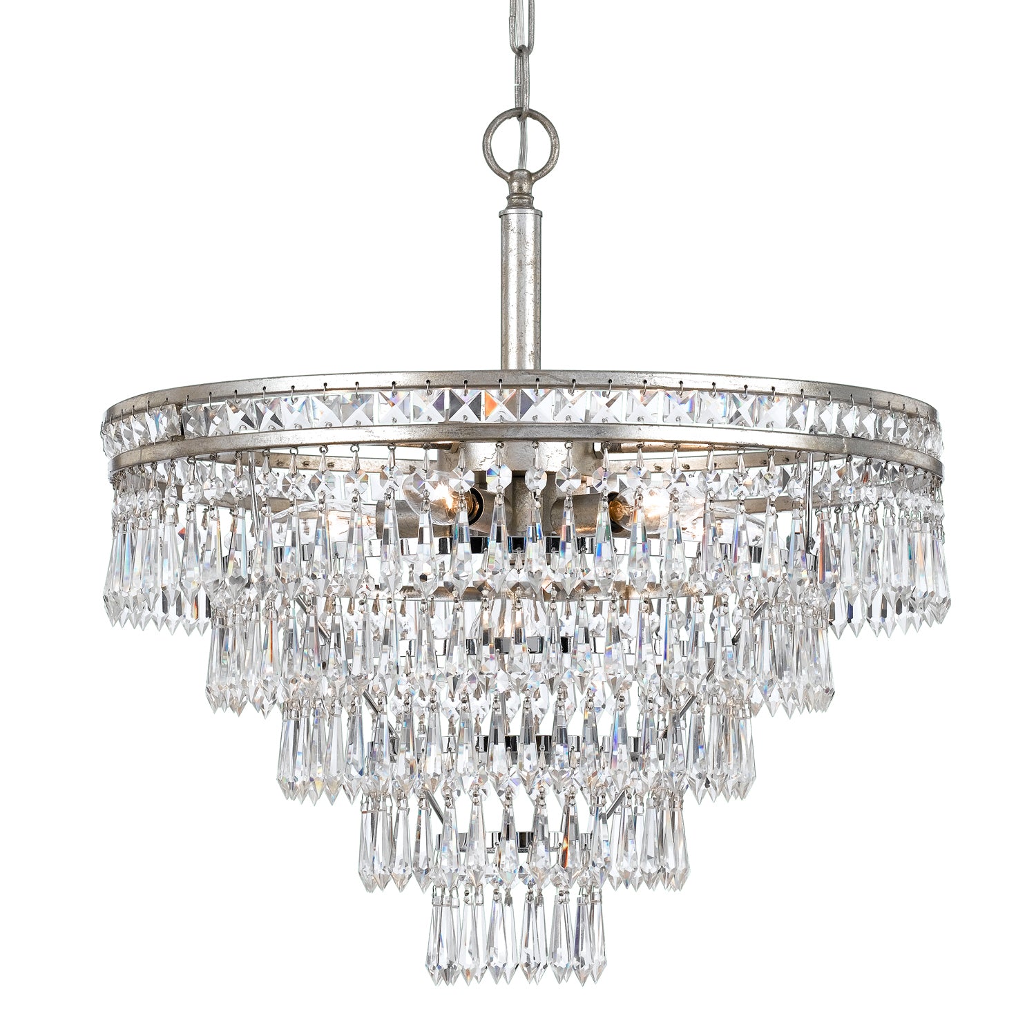 Crystorama - 5264-OS-CL-MWP - Sept Lumières Suspendu - Mercer - Vieil Argent