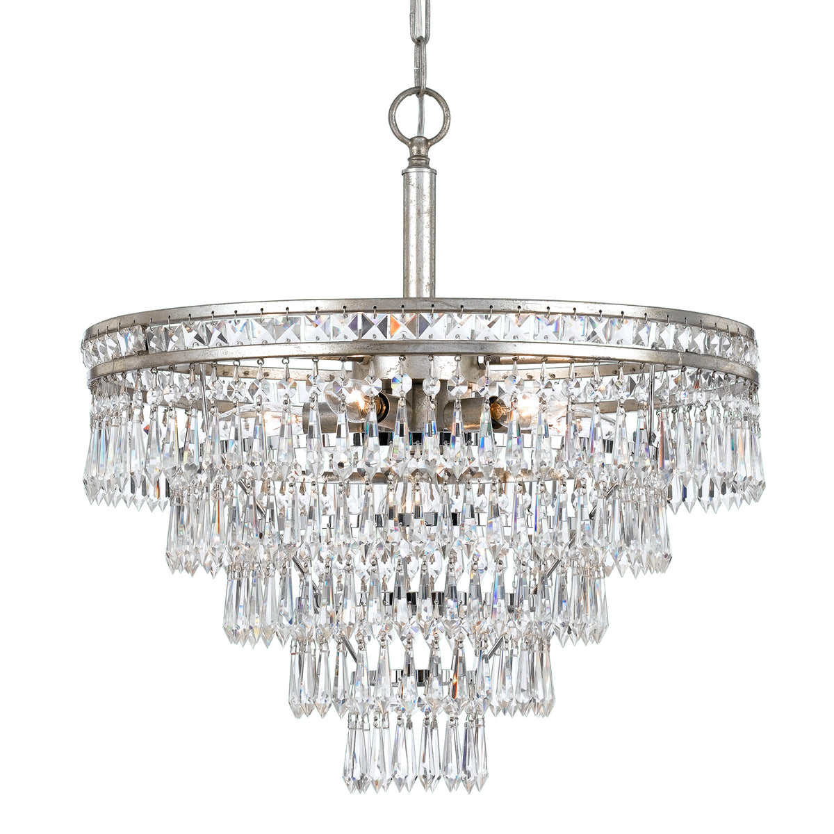 Crystorama - 5264-OS-CL-MWP - Sept Lumières Suspendu - Mercer - Vieil Argent