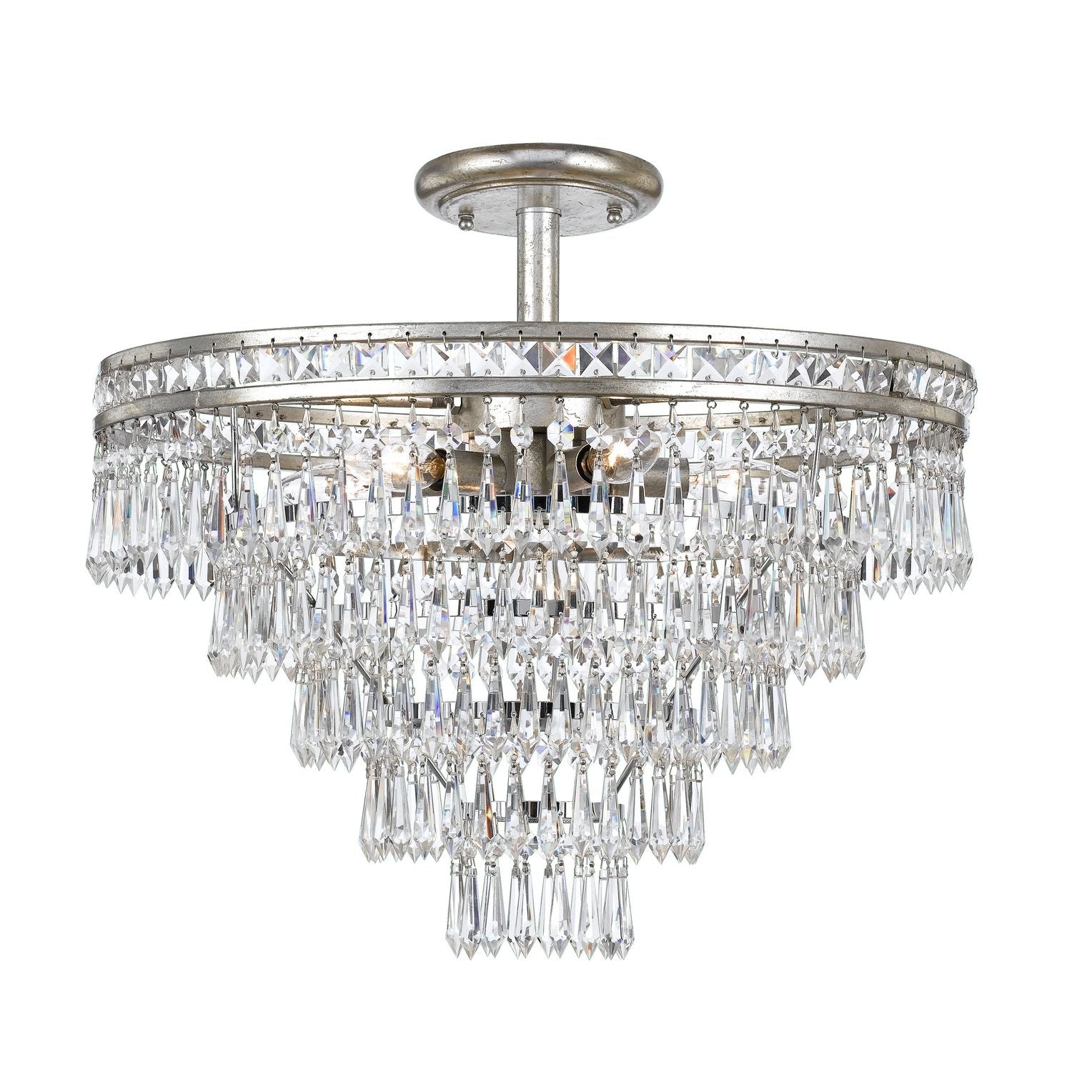 Crystorama - 5264-OS-CL-MWP_CEILING - Seven Light Semi Flush Mount - Mercer - Olde Silver