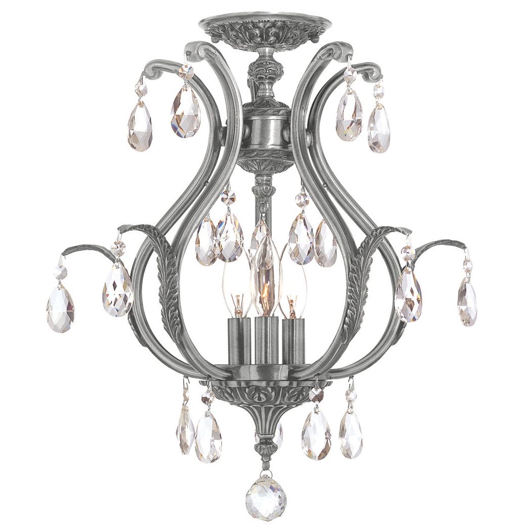 Crystorama - 5560-PW-CL-S_CEILING - Three Light Ceiling Mount - Dawson - Pewter