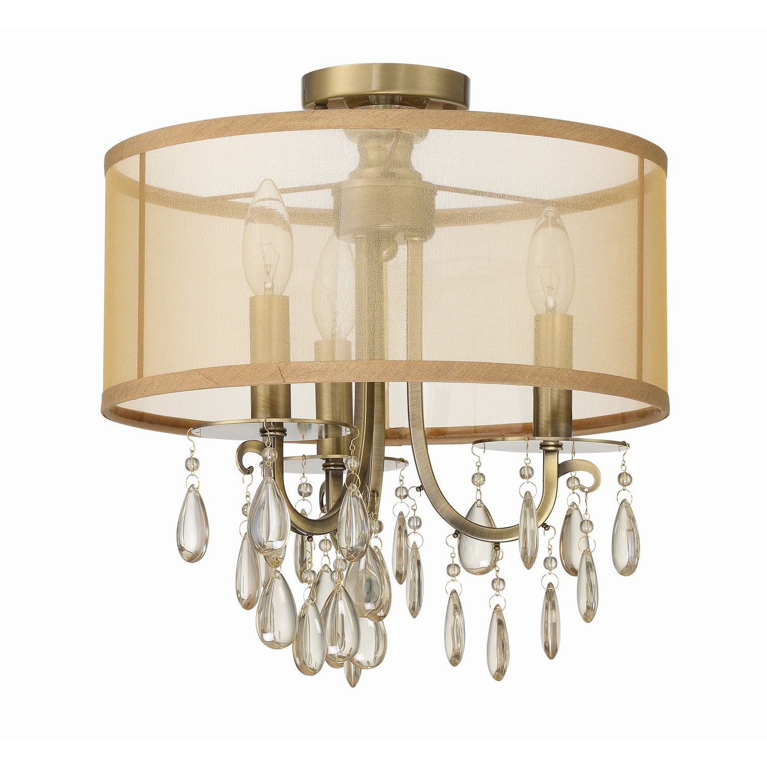Crystorama - 5623-AB_CEILING - Three Light Semi Flush Mount - Hampton - Antique Brass