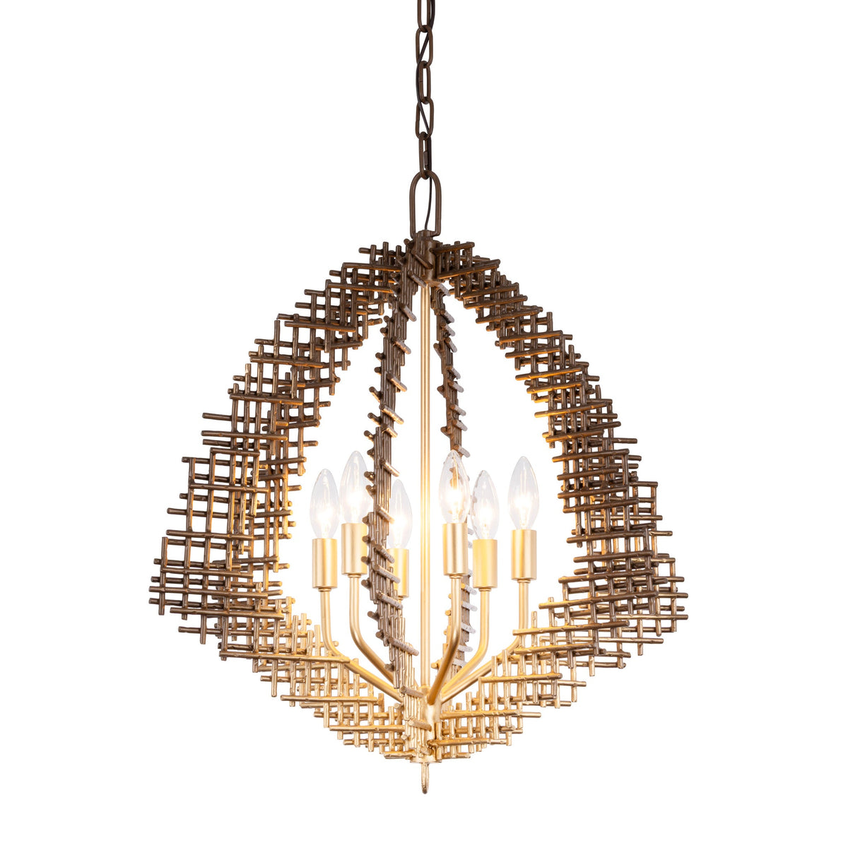 Varaluz - 559P06DBFG - Six Lumières Suspension - Construction - Bronze foncé / Or français