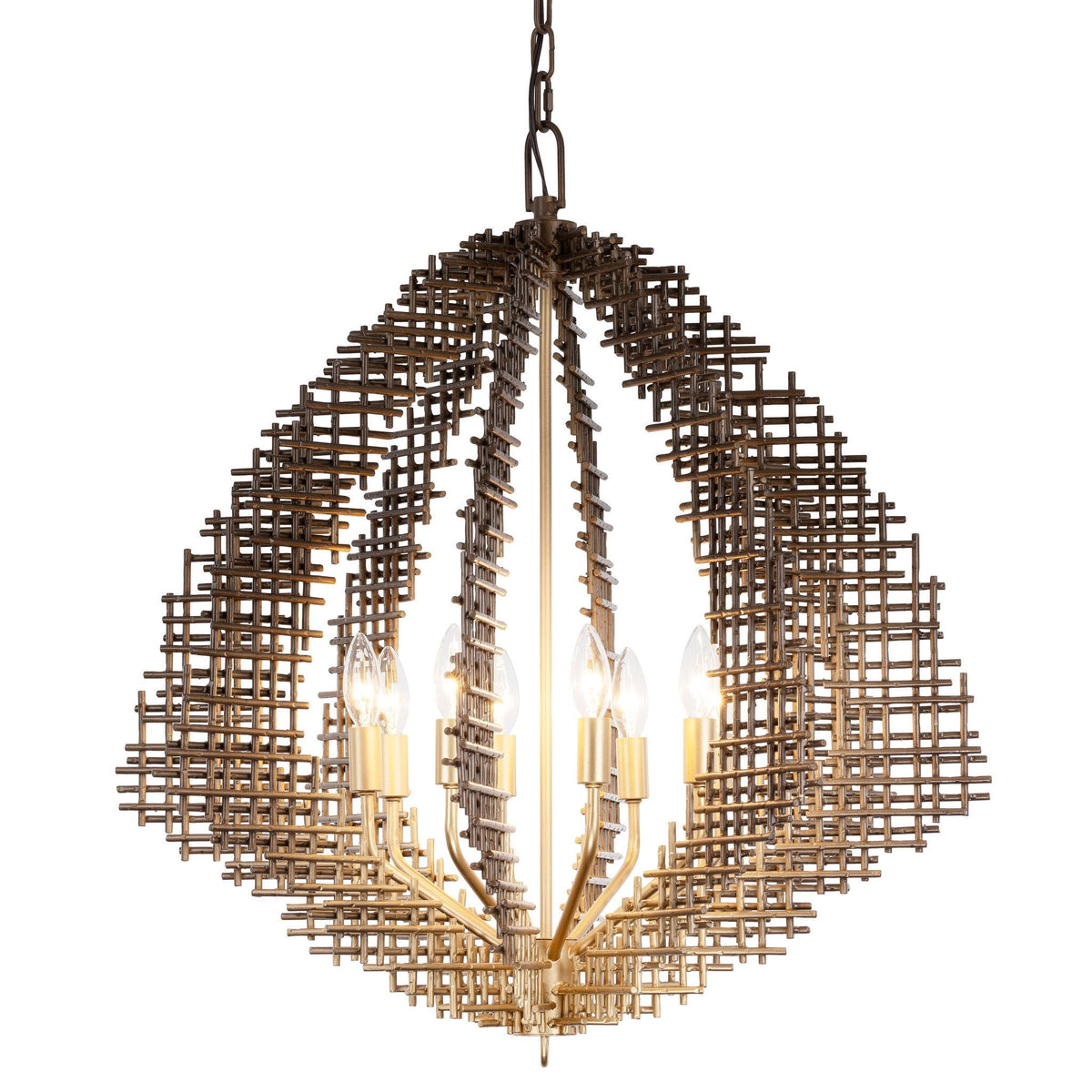 Varaluz - 559P08DBFG - Huit Lumières Suspension - Construction - Bronze foncé / Or français