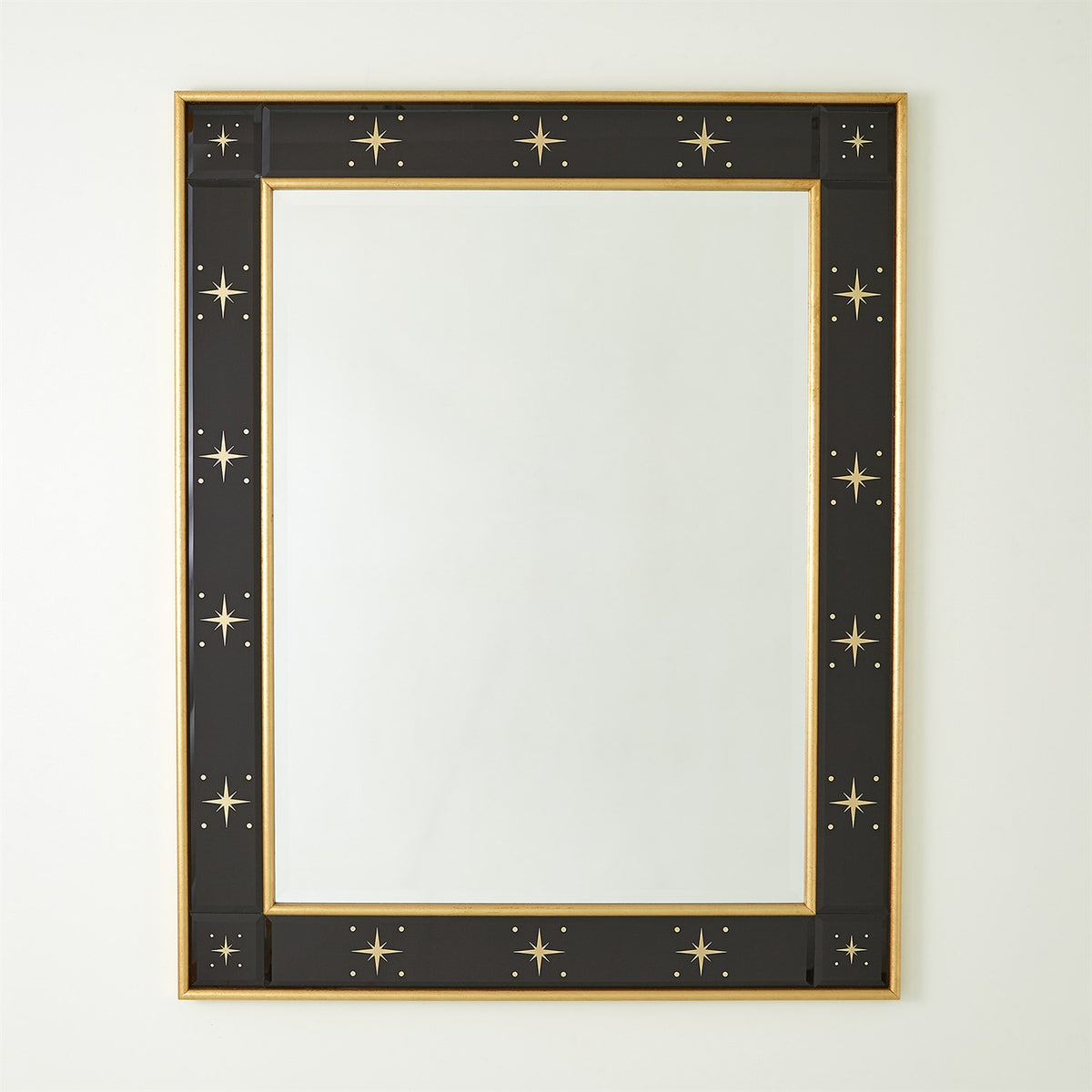 Rectangular Mirror w/Gold Stars-Black