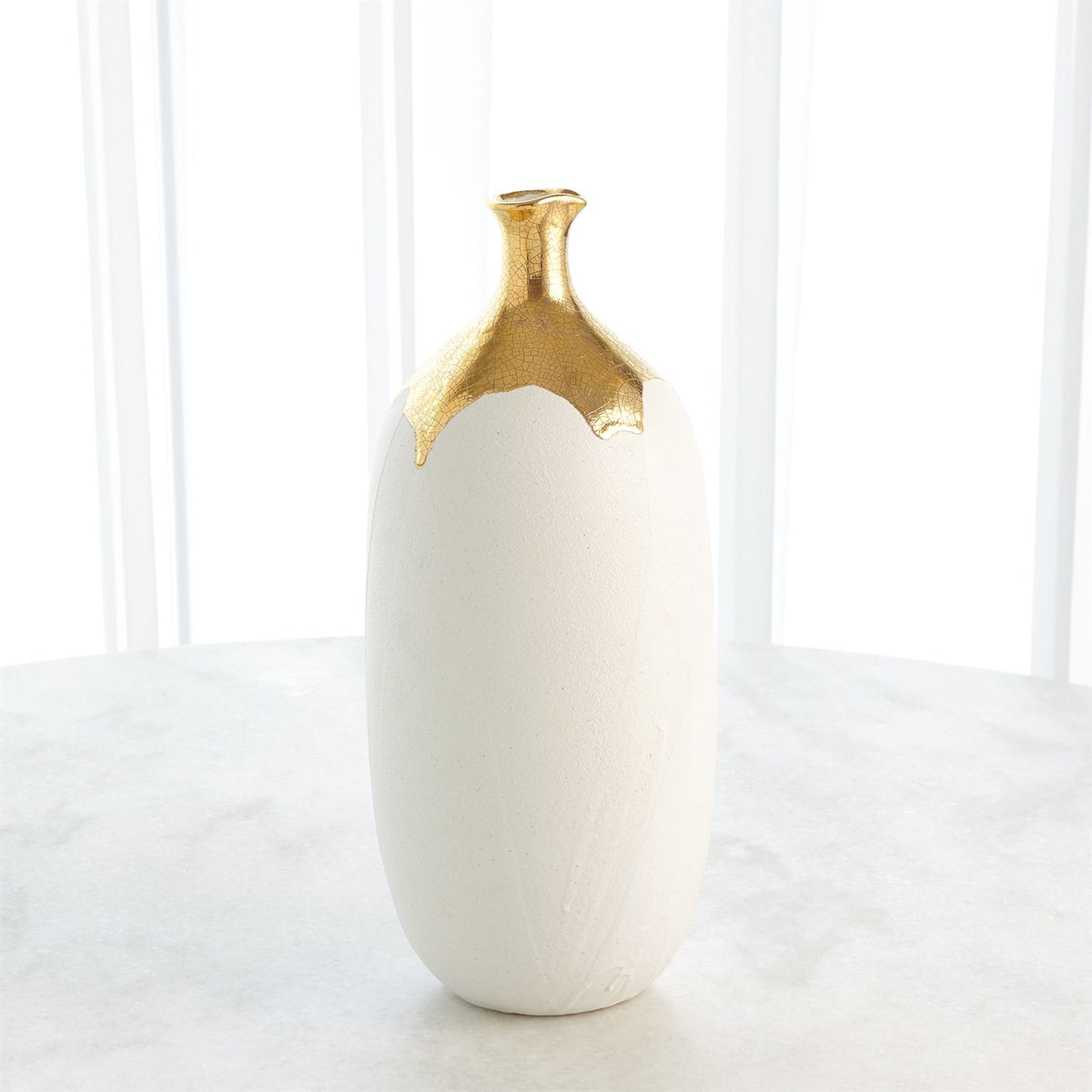 Dipped Golden Crackle/White Vases