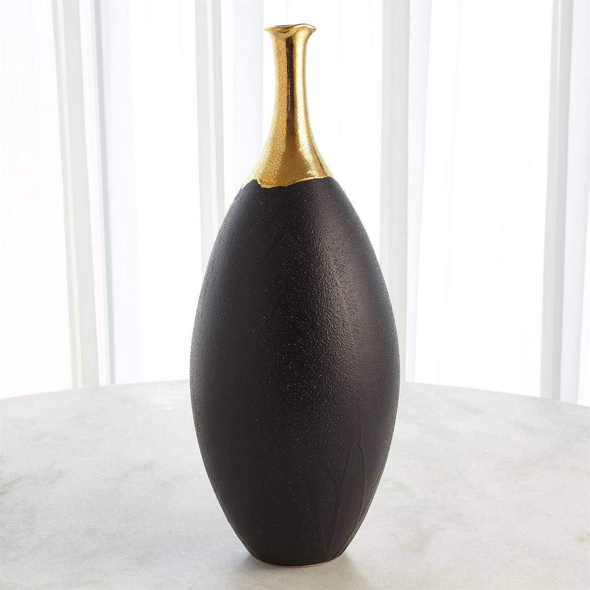 Dipped Golden Crackle/Black Vases