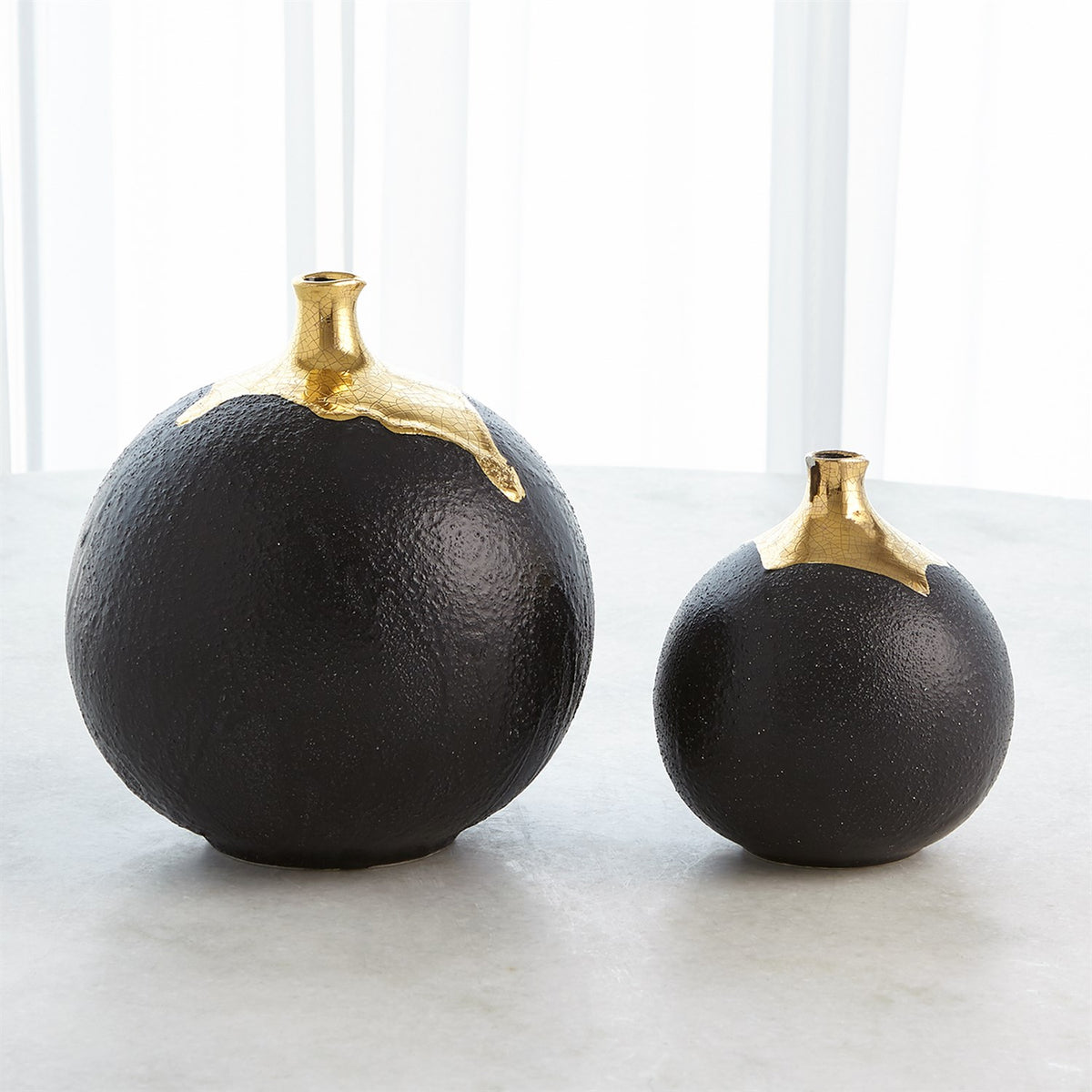 Dipped Golden Crackle/Black Vases