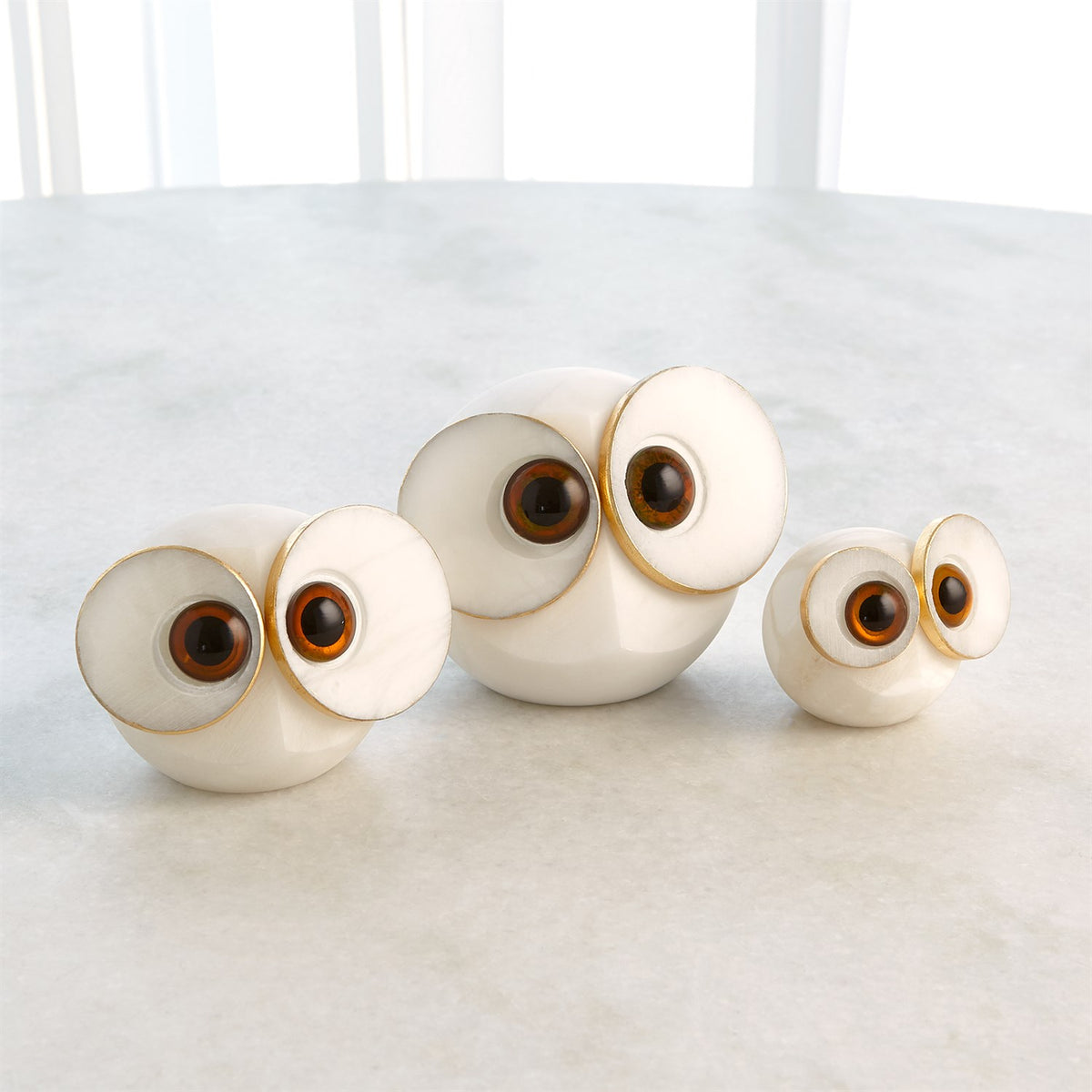 Alabaster Big Eyed Owls