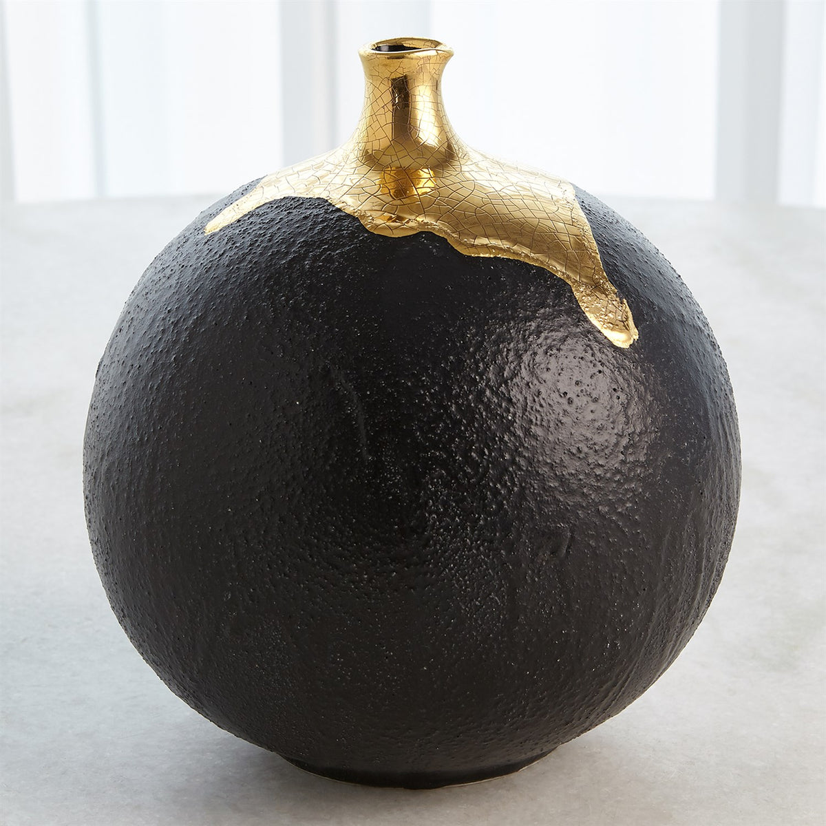 Dipped Golden Crackle/Black Vases