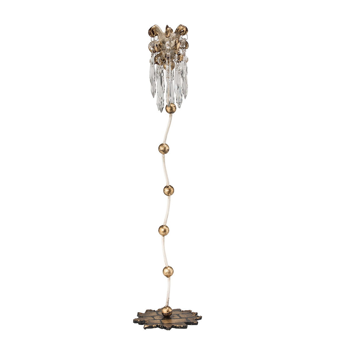 Lucas + McKearn - CS1060L - Candlestick Holder - Venetian - Gold Leaf W/Cut-Glass Crystals