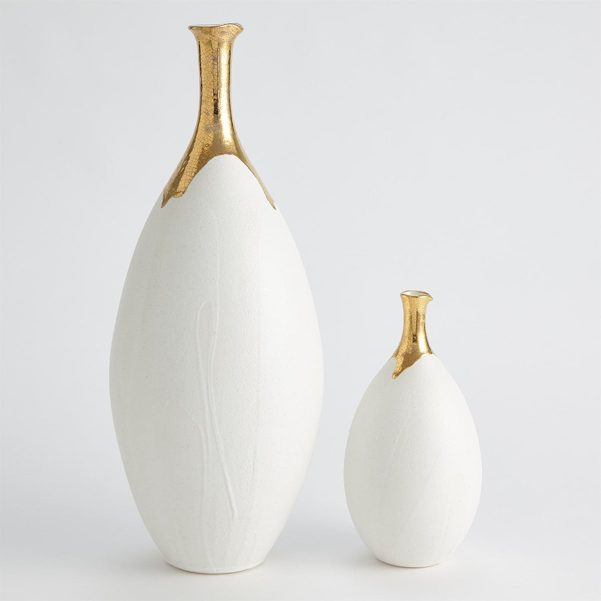 Dipped Golden Crackle/White Vases