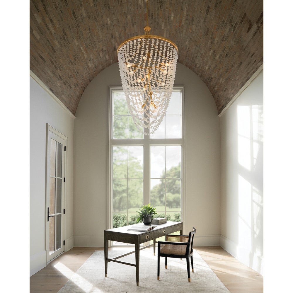 Fredrick Ramond FR41598DA Myra Cristal de roche à plusieurs niveaux Suspension en laiton vieilli