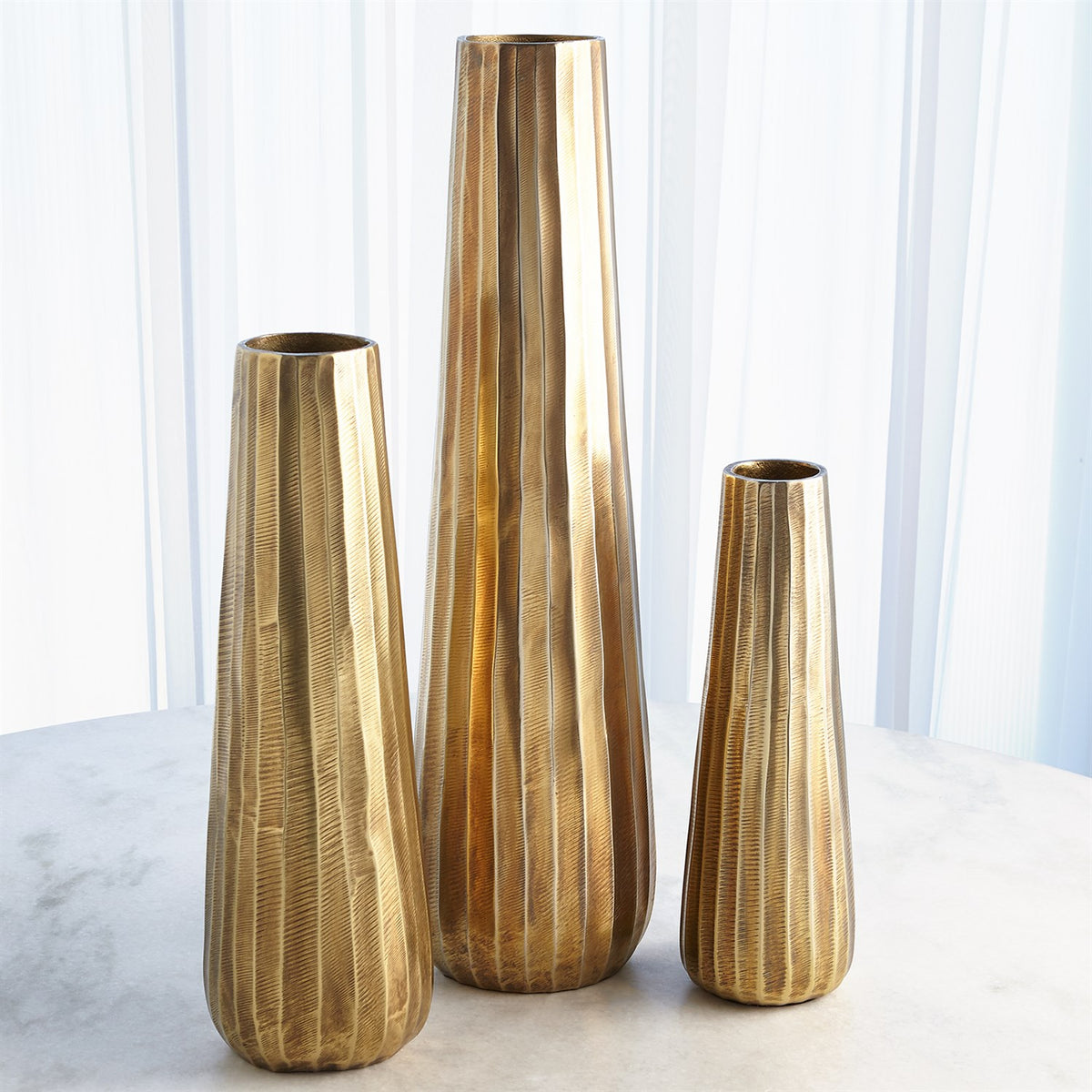 Chased Round Vases