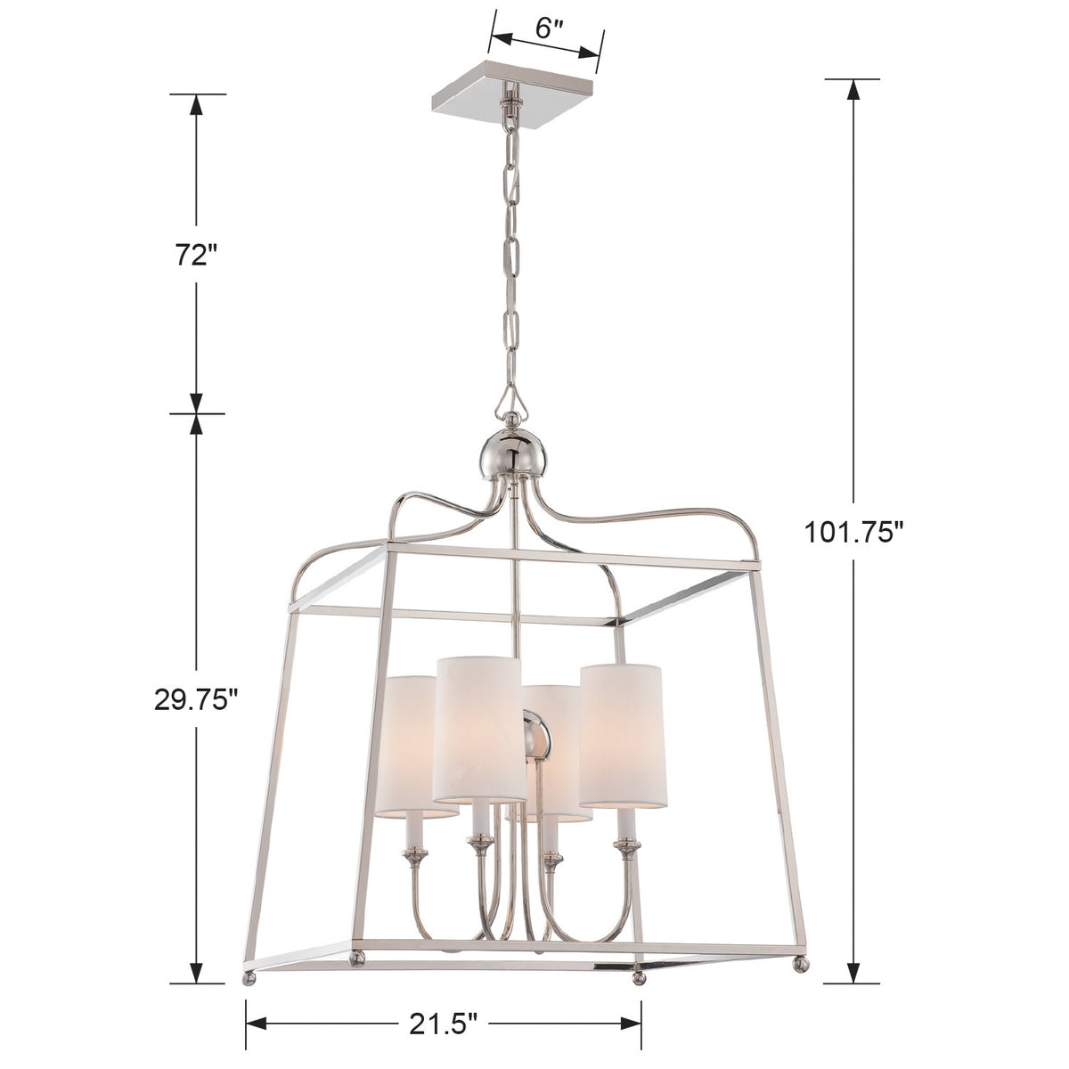 Crystorama - 2244-PN - Quatre lumières Suspendu - Sylvan - Nickel poli