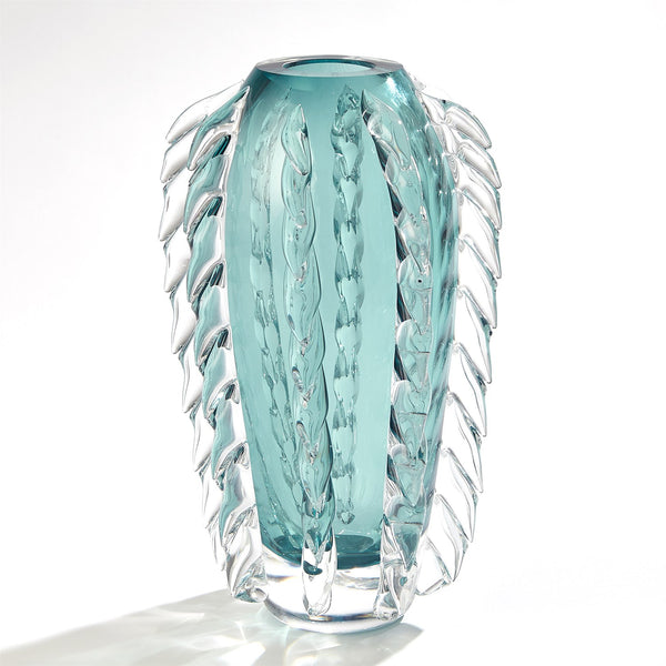 Vase à franges azur