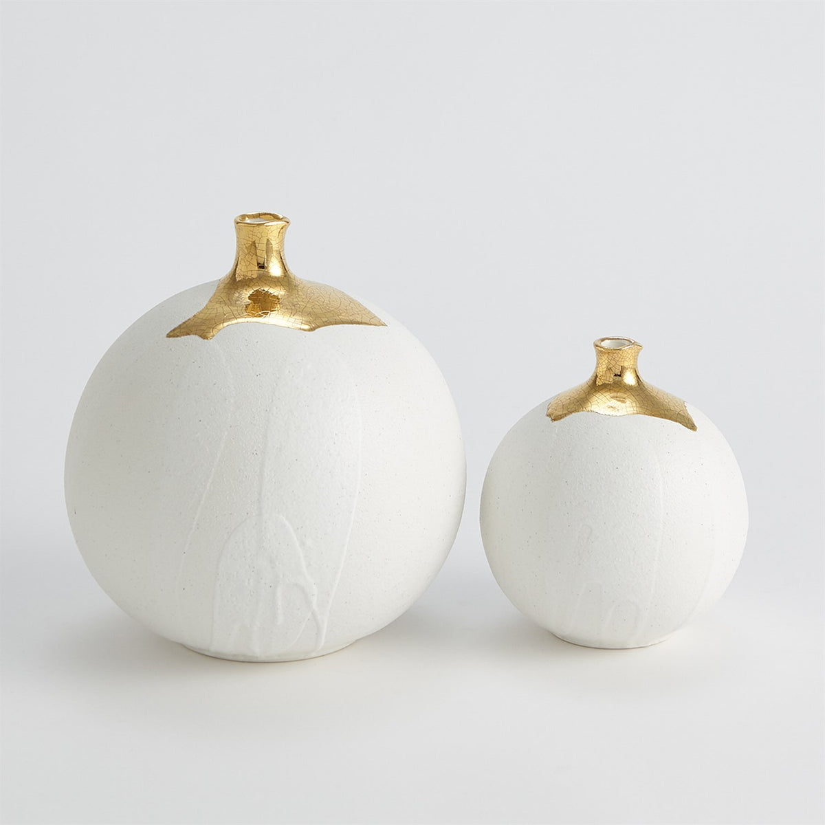 Dipped Golden Crackle/White Vases