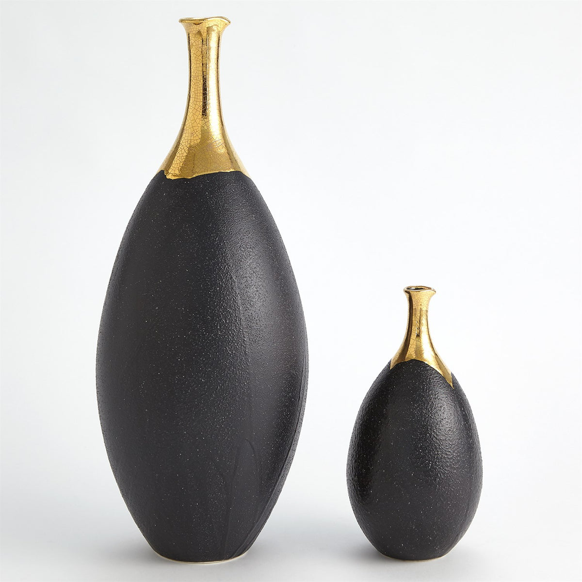 Dipped Golden Crackle/Black Vases