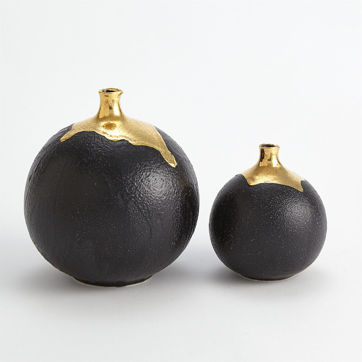 Dipped Golden Crackle/Black Vases