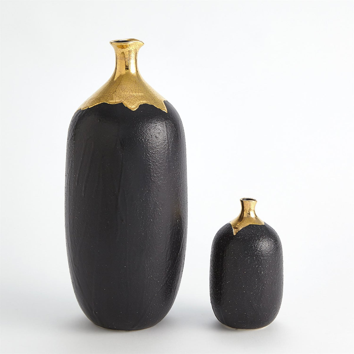 Dipped Golden Crackle/Black Vases