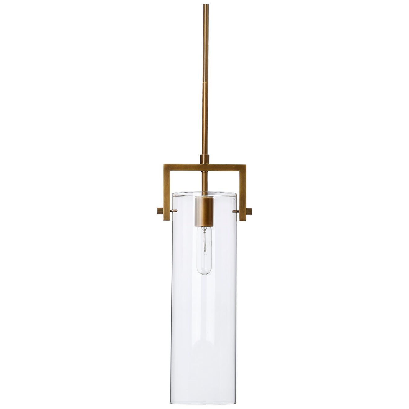 Jamie Young Company - 5CAMB-LGBR - Cambrai Brass & Glass Pendant, Large - Cambrai - Antique Brass and Clear Glass
