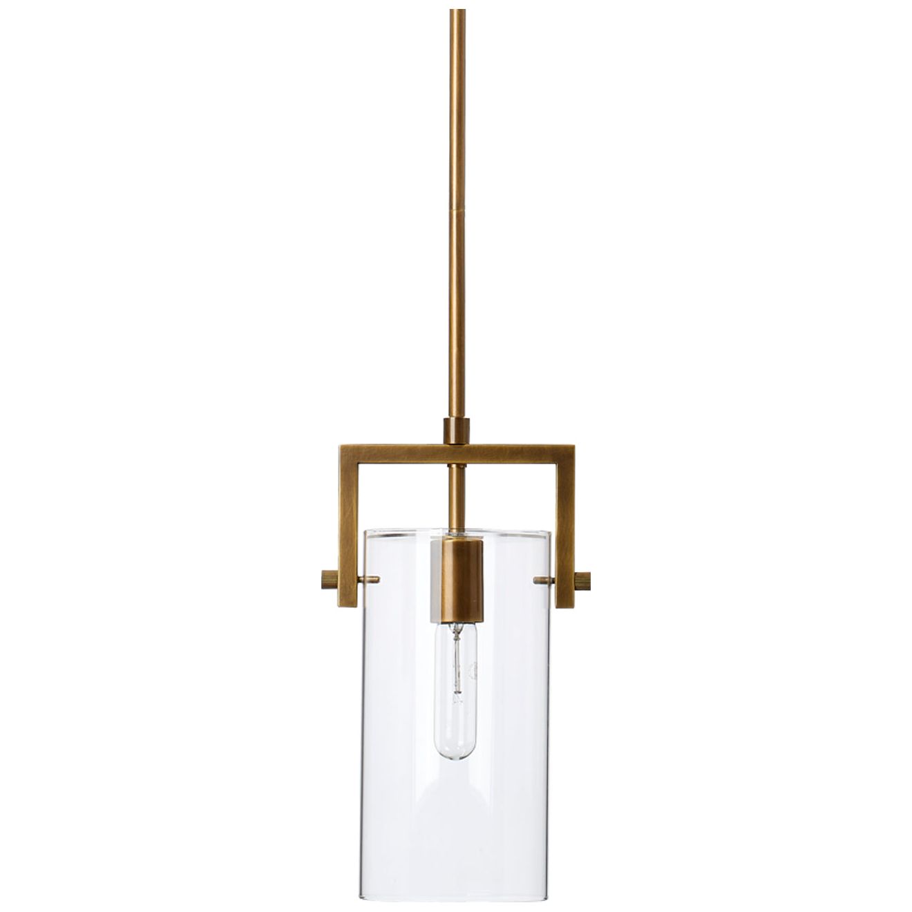 Jamie Young Company - 5CAMB-SMBR - Cambrai Brass & Glass Pendant, Small - Cambrai - Antique Brass and Clear Glass