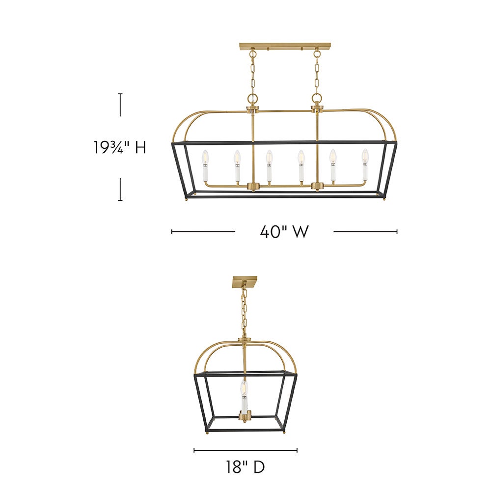 Lark 84275BK-LCB Tate Linear Chandelier in Black