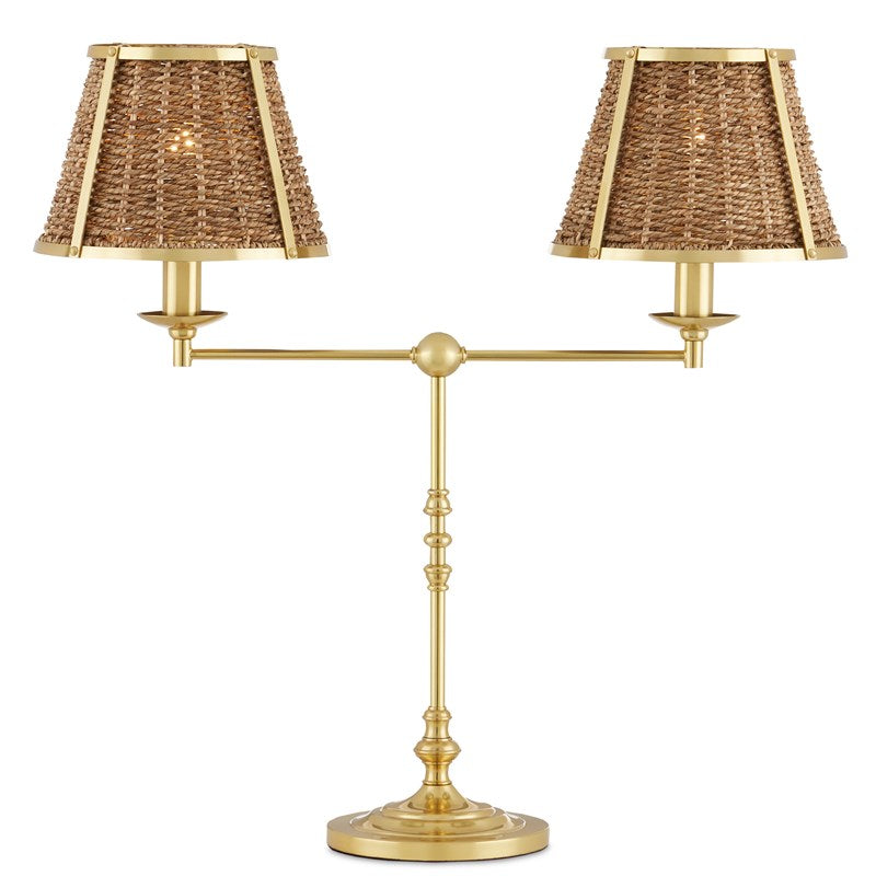 Currey and Company - 6000-0899 - Two Light Desk Lamp - Deauville - Polished Brass/Natural