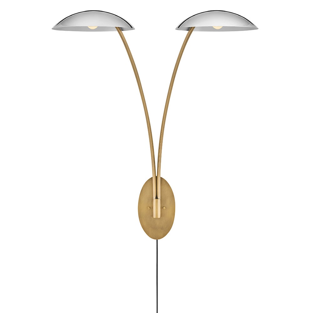 Applique double Glenn de Fredrick Ramond FR41642HB-CM en laiton Heritage avec accents chromés