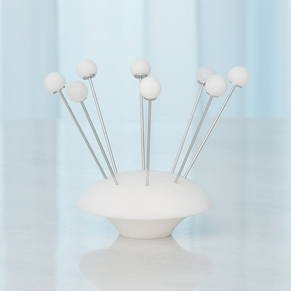S/8 Pics à cocktail en albâtre avec base