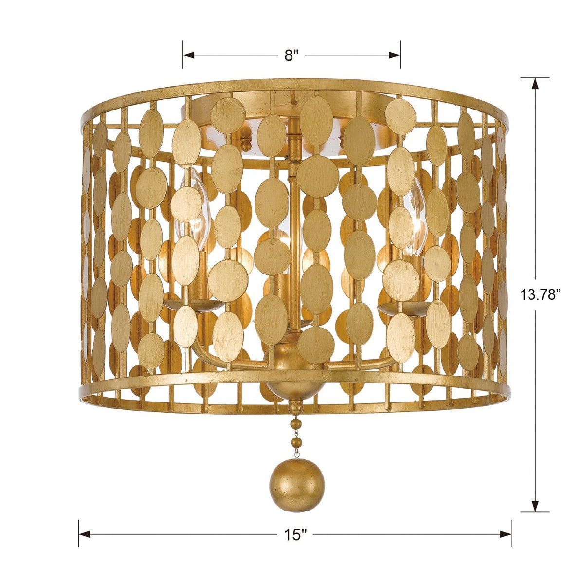 Crystorama - 544-GA - Trois lumières Plafonnier - Layla - Or antique