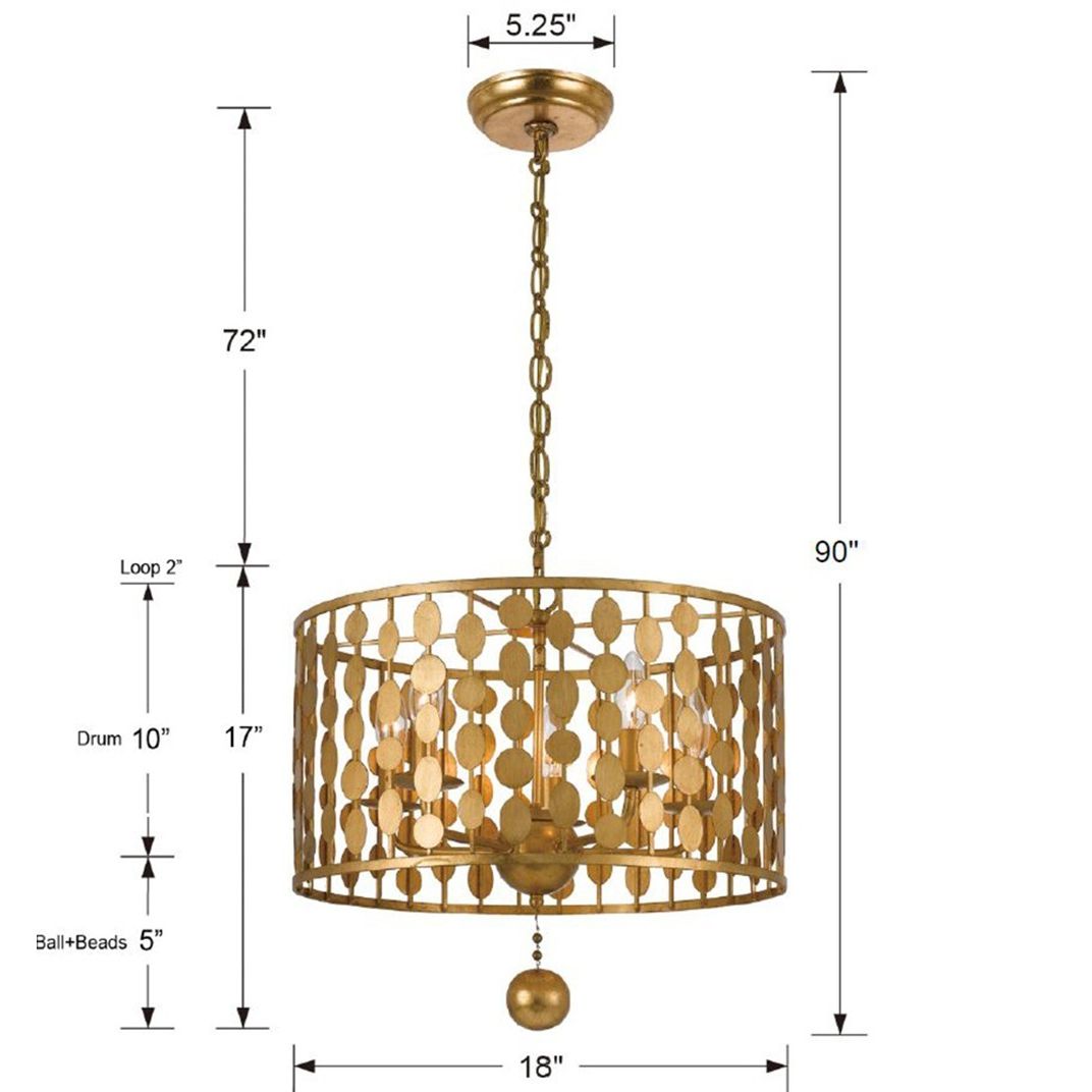 Crystorama - 545-GA - Five Light Chandelier - Layla - Antique Gold