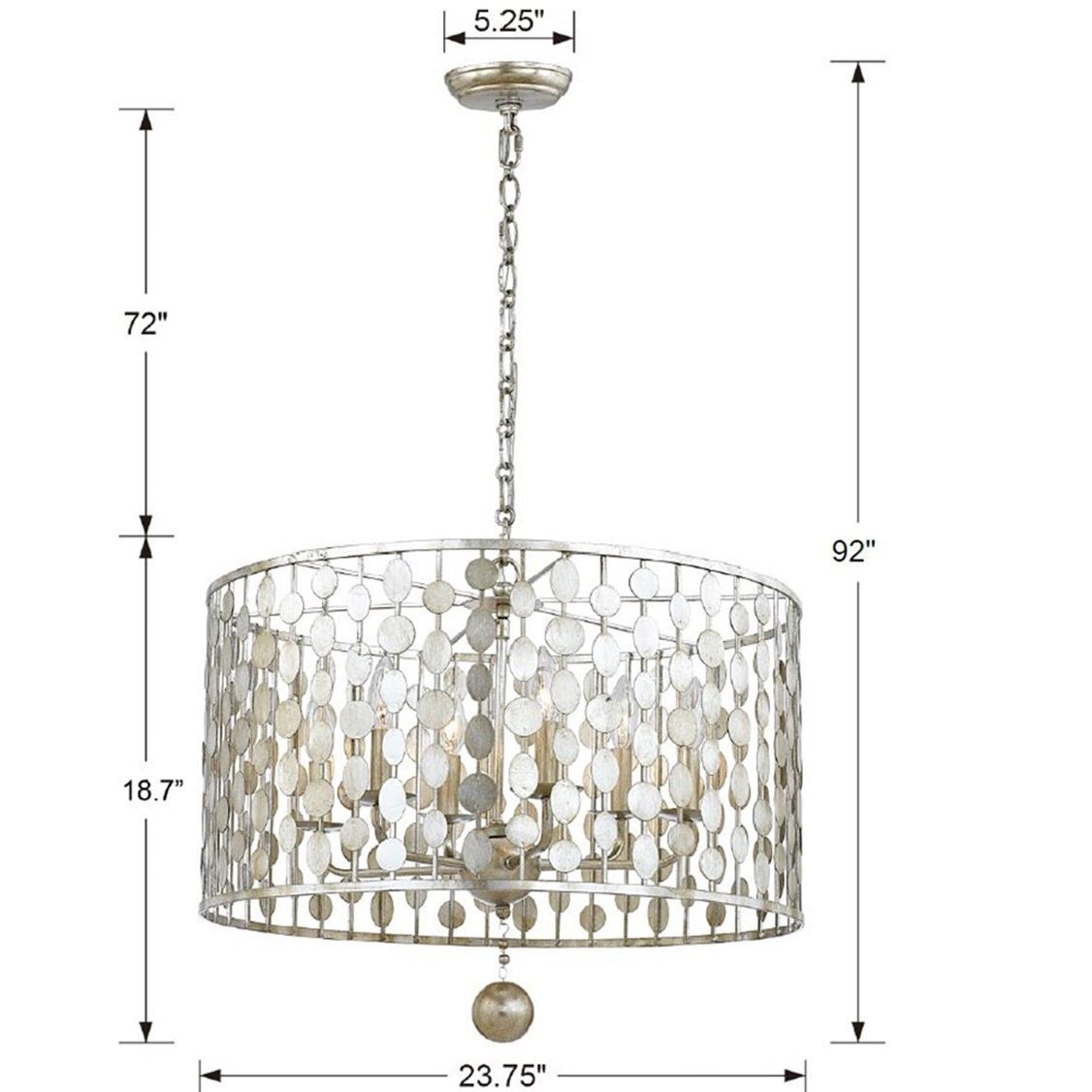 Crystorama - 546-SA - Six Light Chandelier - Layla - Antique Silver