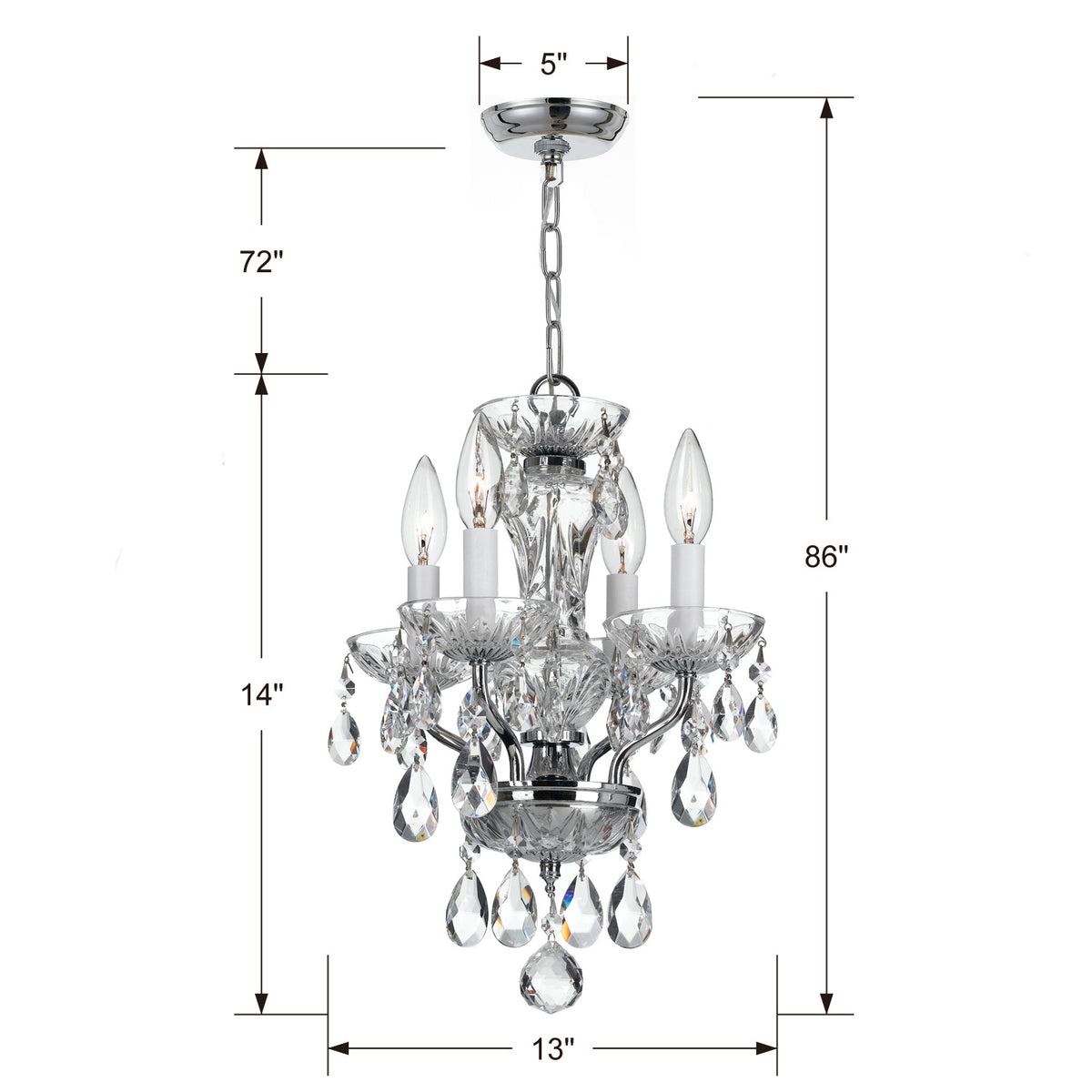 Crystorama - 5534-CH-CL-MWP - Four Light Mini Chandelier - Welton - Polished Chrome