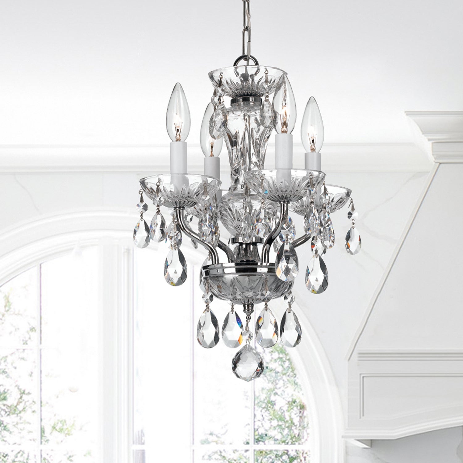 Crystorama - 5534-CH-CL-MWP - Four Light Mini Chandelier - Welton - Polished Chrome