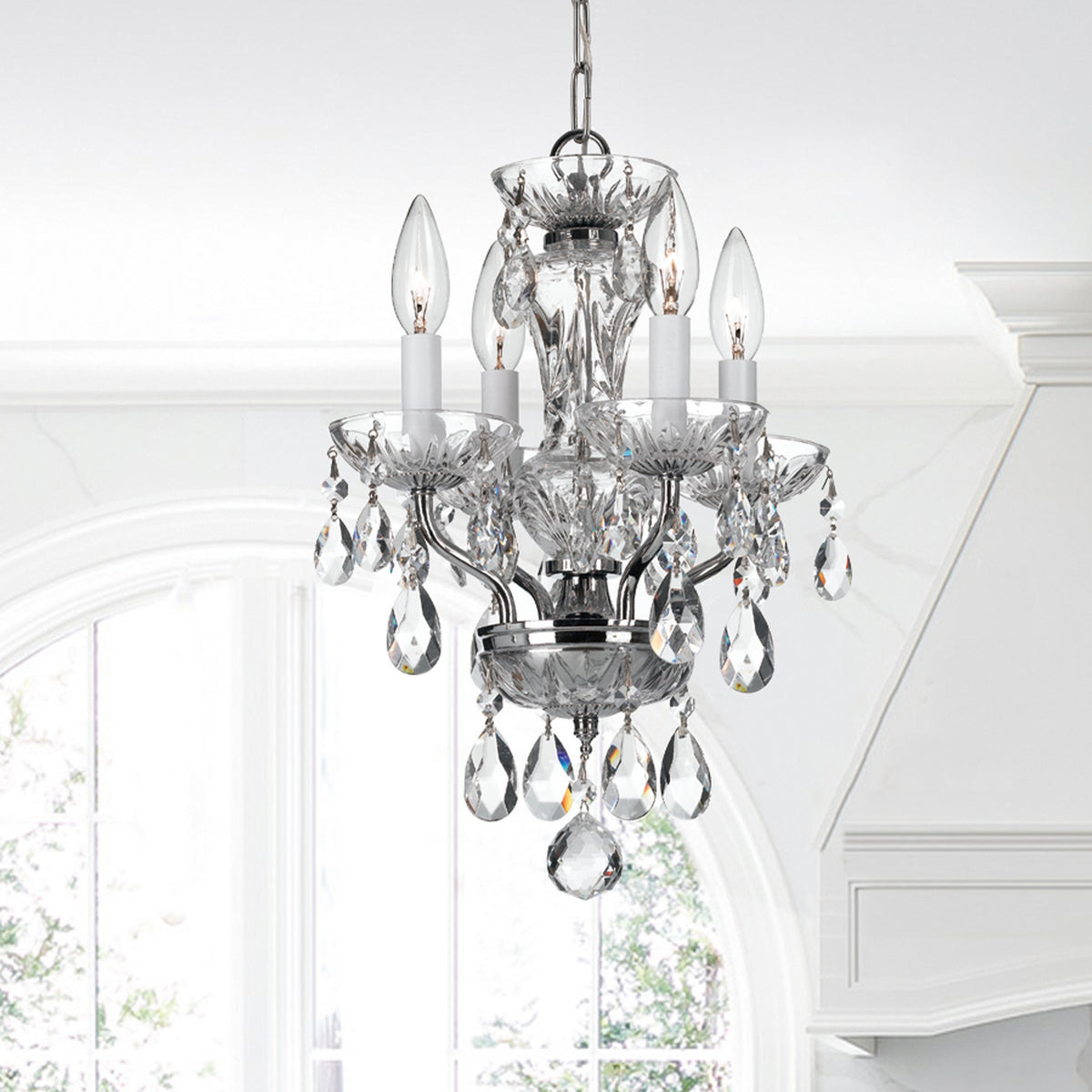 Crystorama - 5534-CH-CL-MWP - Four Light Mini Chandelier - Welton - Polished Chrome