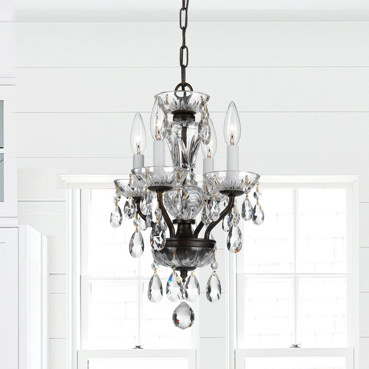 Crystorama - 5534-EB-CL-MWP - Four Light Mini Chandelier - Welton - English Bronze