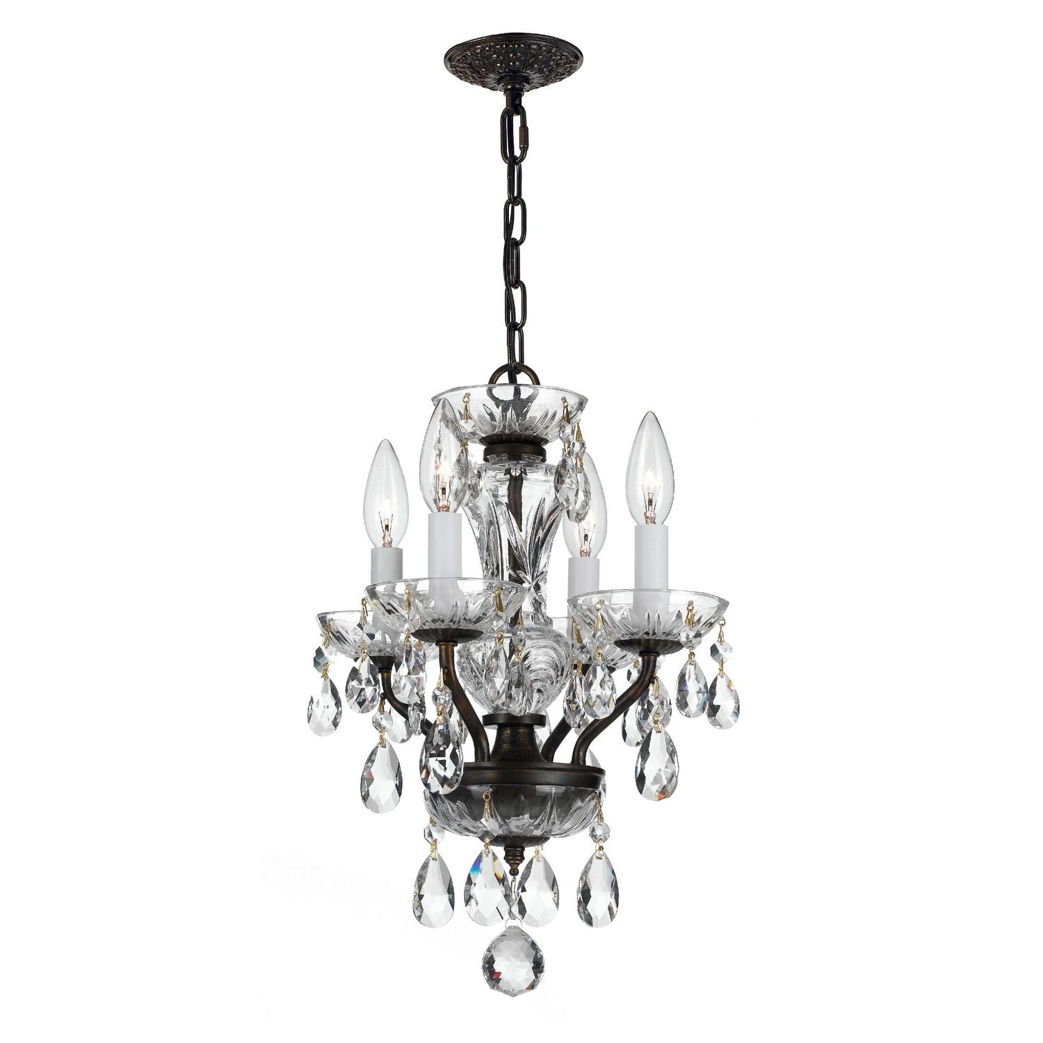 Crystorama - 5534-EB-CL-MWP - Four Light Mini Chandelier - Welton - English Bronze