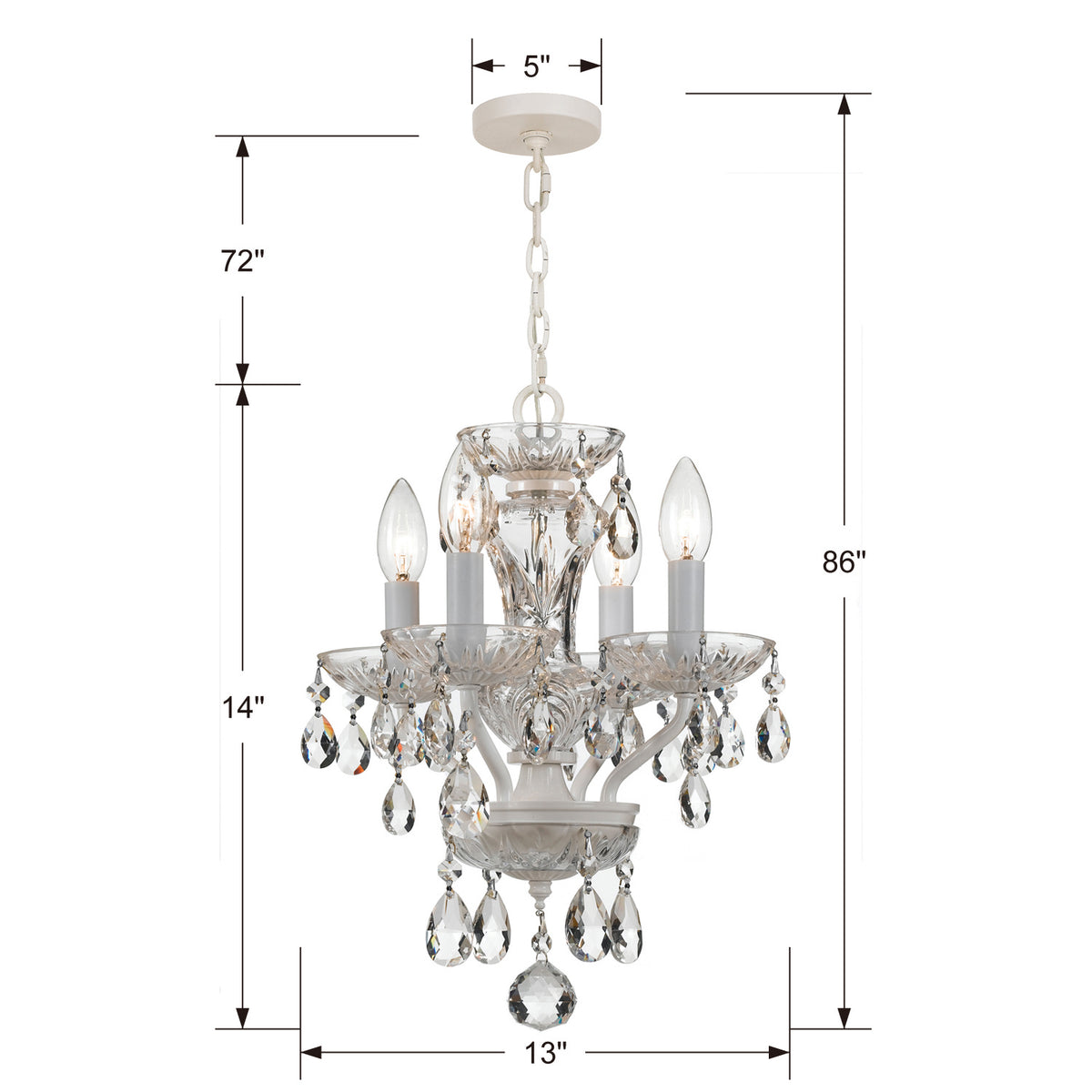 Crystorama - 5534-WW-CL-MWP - Four Light Mini Chandelier - Welton - Wet White