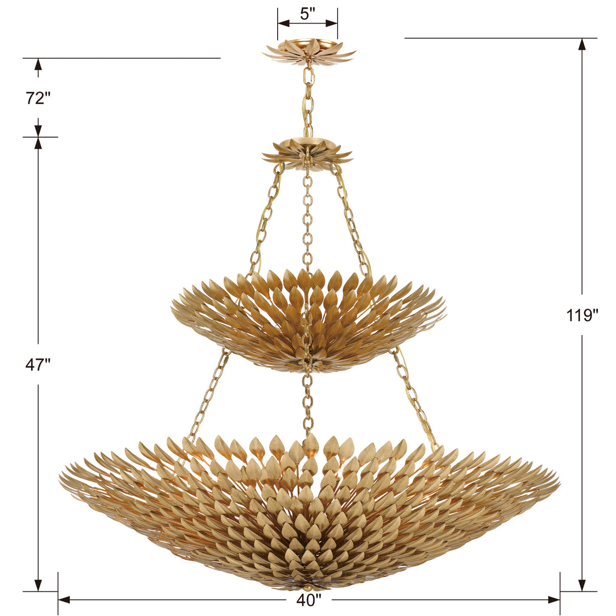Crystorama - 599-GA - 18 Light Chandelier - Broche - Antique Gold