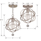 Crystorama - 9220-OS - Une lumière Suspension - Solaris - Vieil Argent