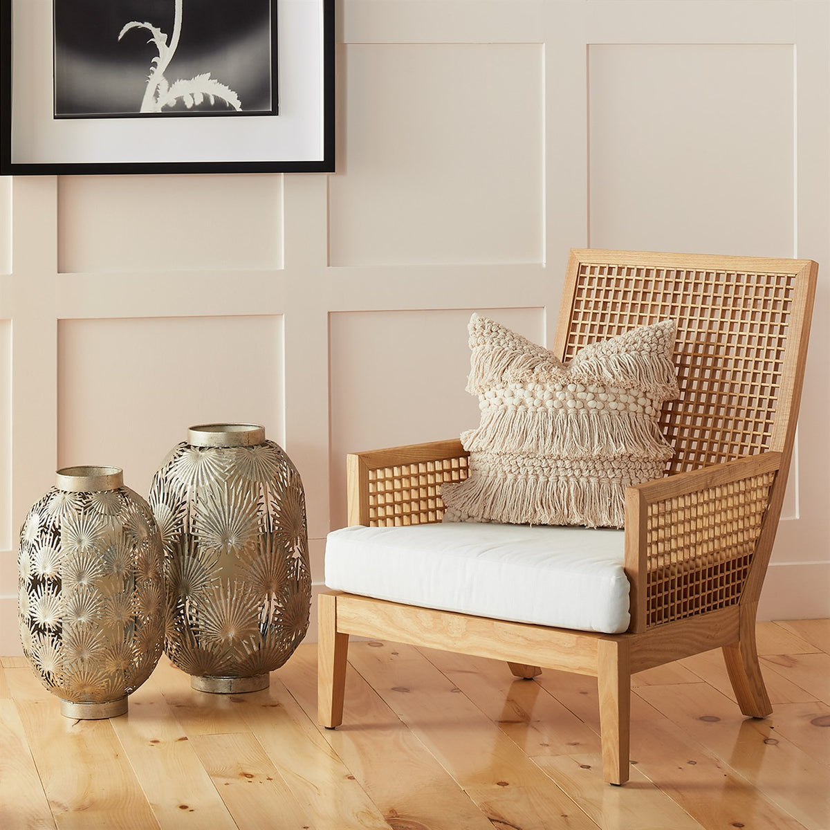 Lanterne en nickel en forme de feuille de palmier tropicale