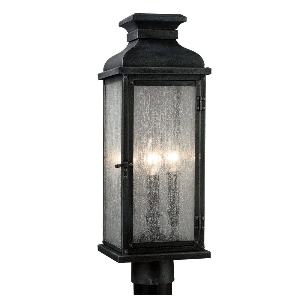 Visual Comfort Studio Canada - OL11107DWZ - Three Light Post Lantern - Pediment - Dark Weathered Zinc