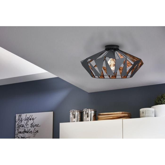 Eglo Canada - 43399A - One Light Flush Mount - Carlton 6 - Matte Black