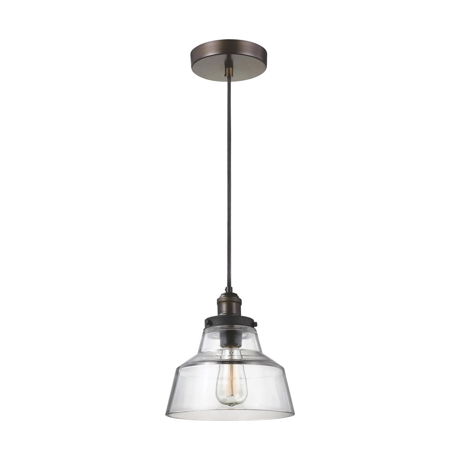 Visual Comfort Studio Canada - P1348PAGB/DWZ - One Light Pendant - Baskin - Painted Aged Brass / Dark Weathered Zinc