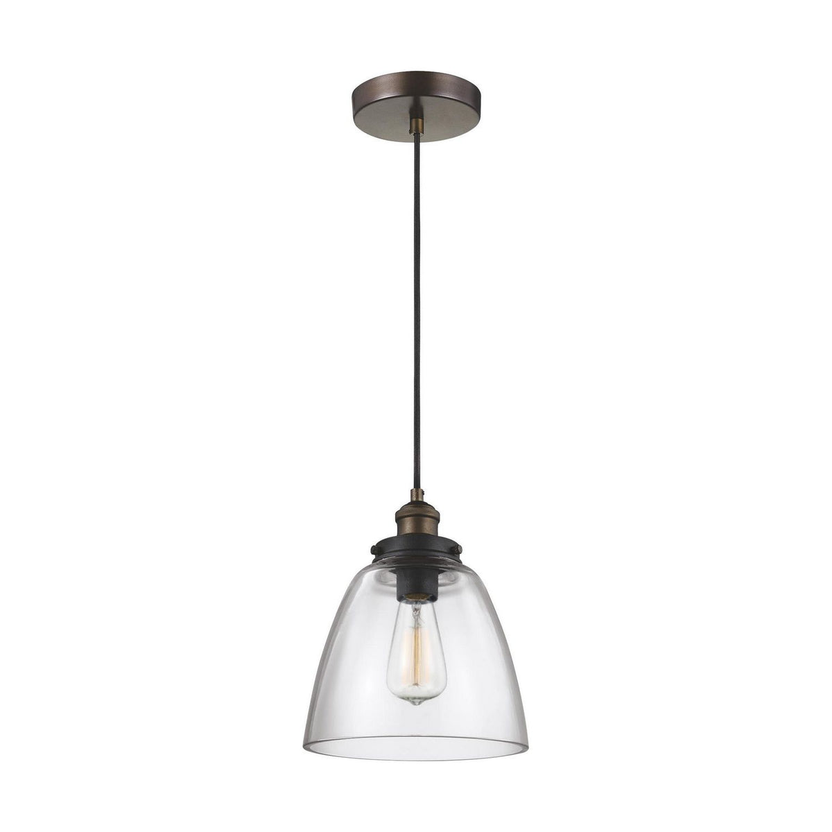 Visual Comfort Studio Canada - P1349PAGB/DWZ - One Light Pendant - Baskin - Painted Aged Brass / Dark Weathered Zinc