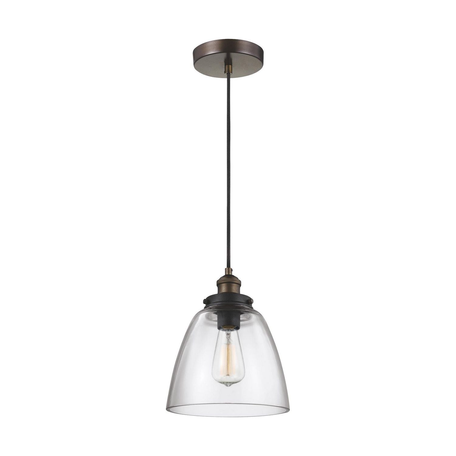 Visual Comfort Studio Canada - P1349PAGB/DWZ - One Light Pendant - Baskin - Painted Aged Brass / Dark Weathered Zinc