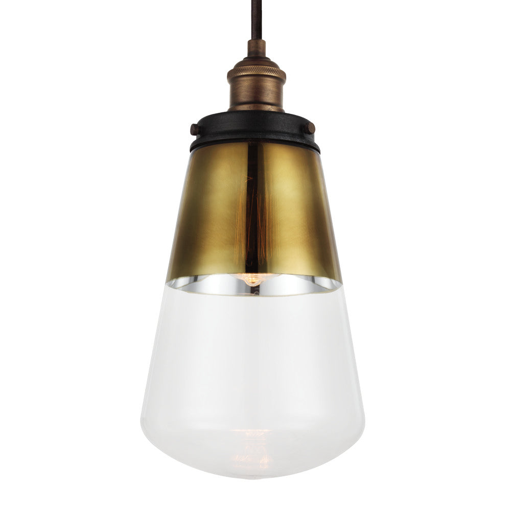 Visual Comfort Studio Canada - P1372PAGB/DWZ - One Light Pendant - Waveform - Painted Aged Brass / Dark Weathered Zinc