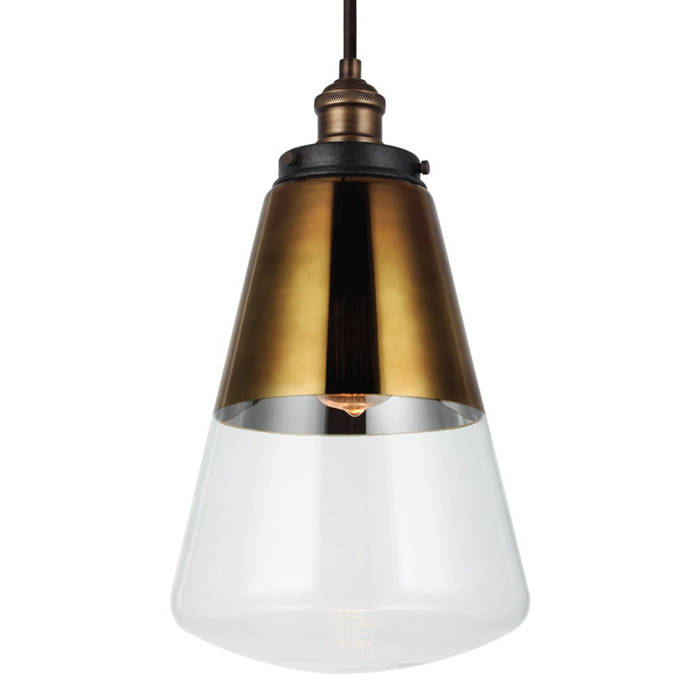 Visual Comfort Studio Canada - P1373PAGB/DWZ - One Light Pendant - Waveform - Painted Aged Brass / Dark Weathered Zinc