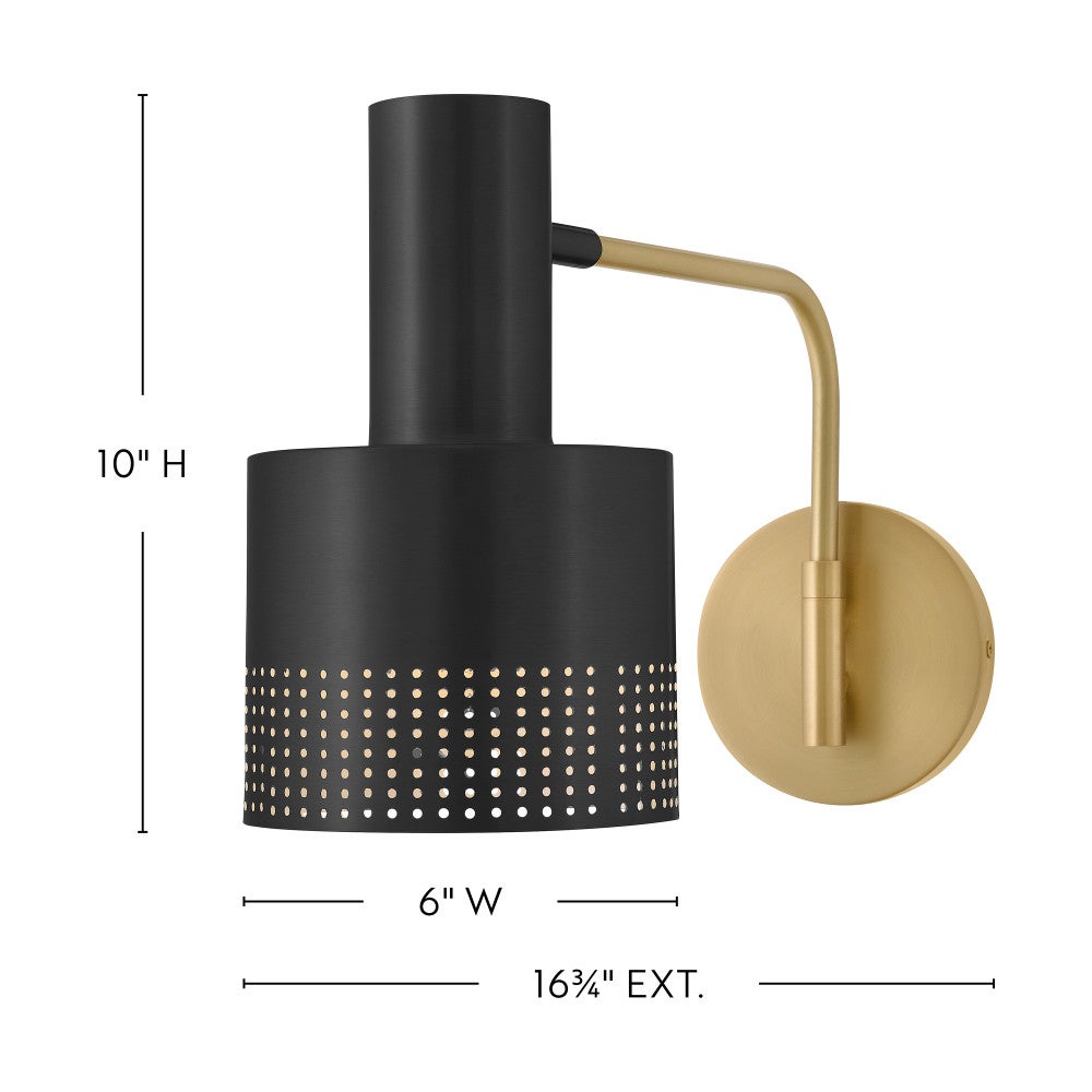 Applique murale articulée Lark 84620LCB-BK Casey en laiton laqué avec accents noirs et laiton laqué